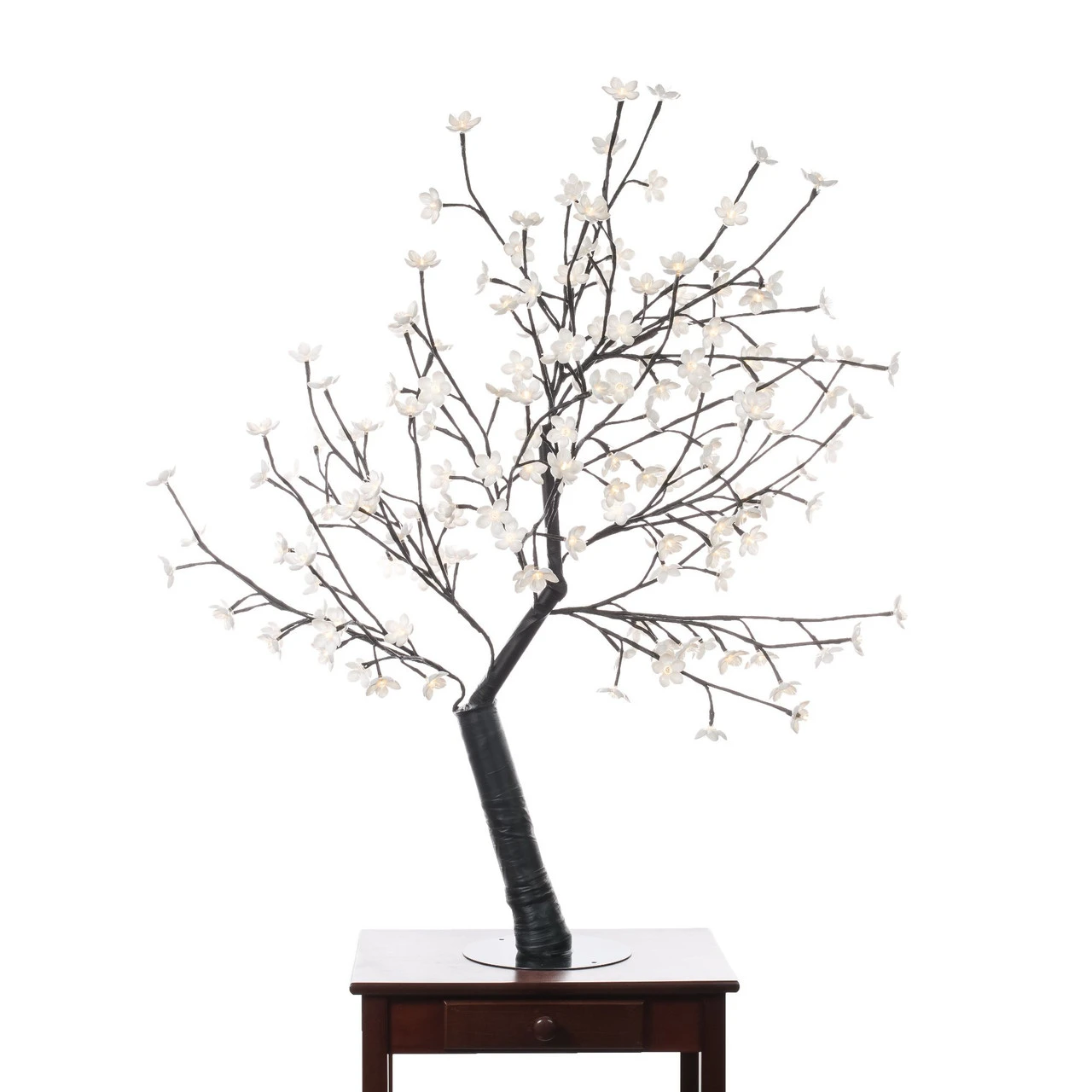 47.25" White And Black Outdoor Cherry Blossom Tree With Floral Lights 3 47.25" White And Black Outdoor Cherry Blossom Tree With Floral Lights