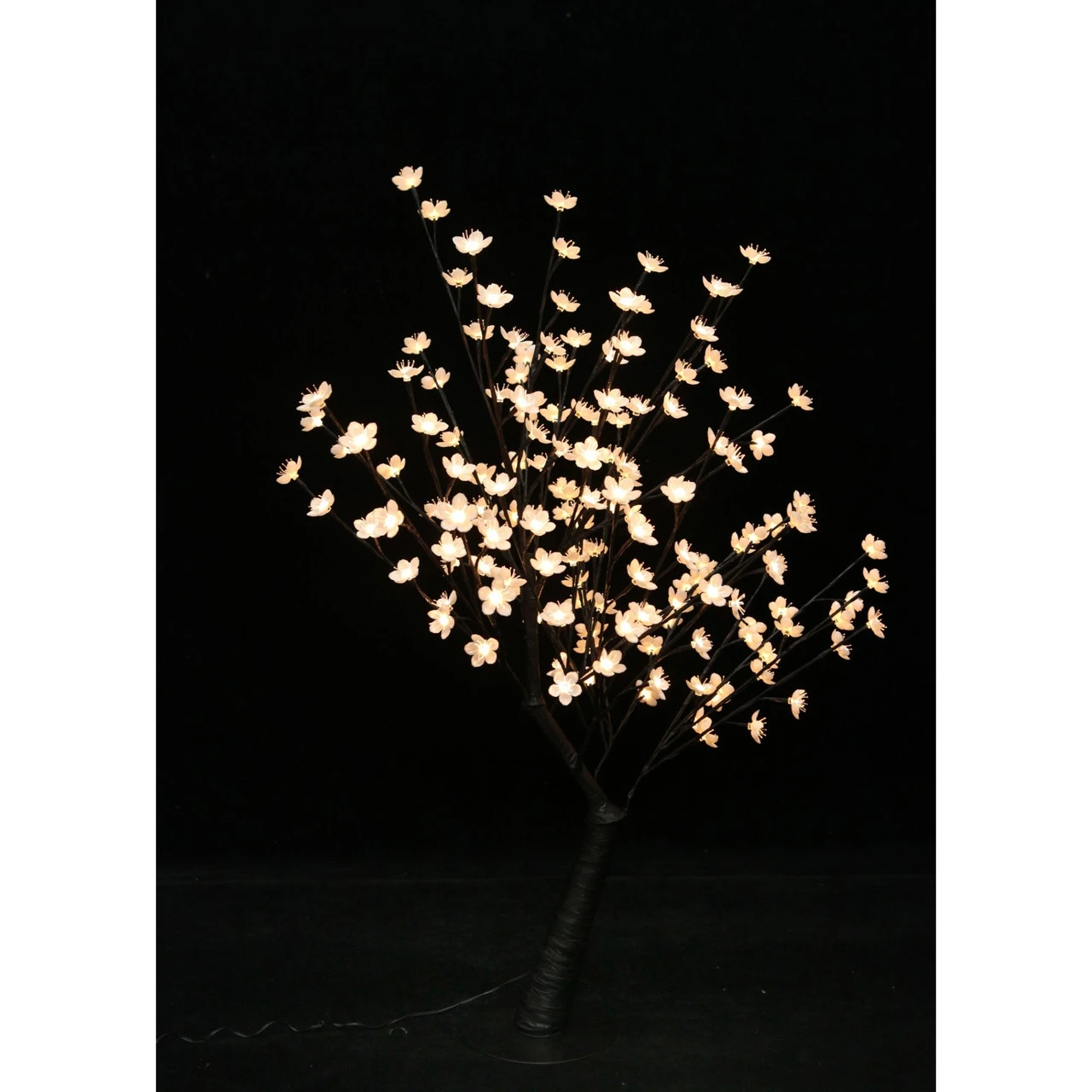 47.25" White And Black Outdoor Cherry Blossom Tree With Floral Lights 5 47.25" White And Black Outdoor Cherry Blossom Tree With Floral Lights - Image 3