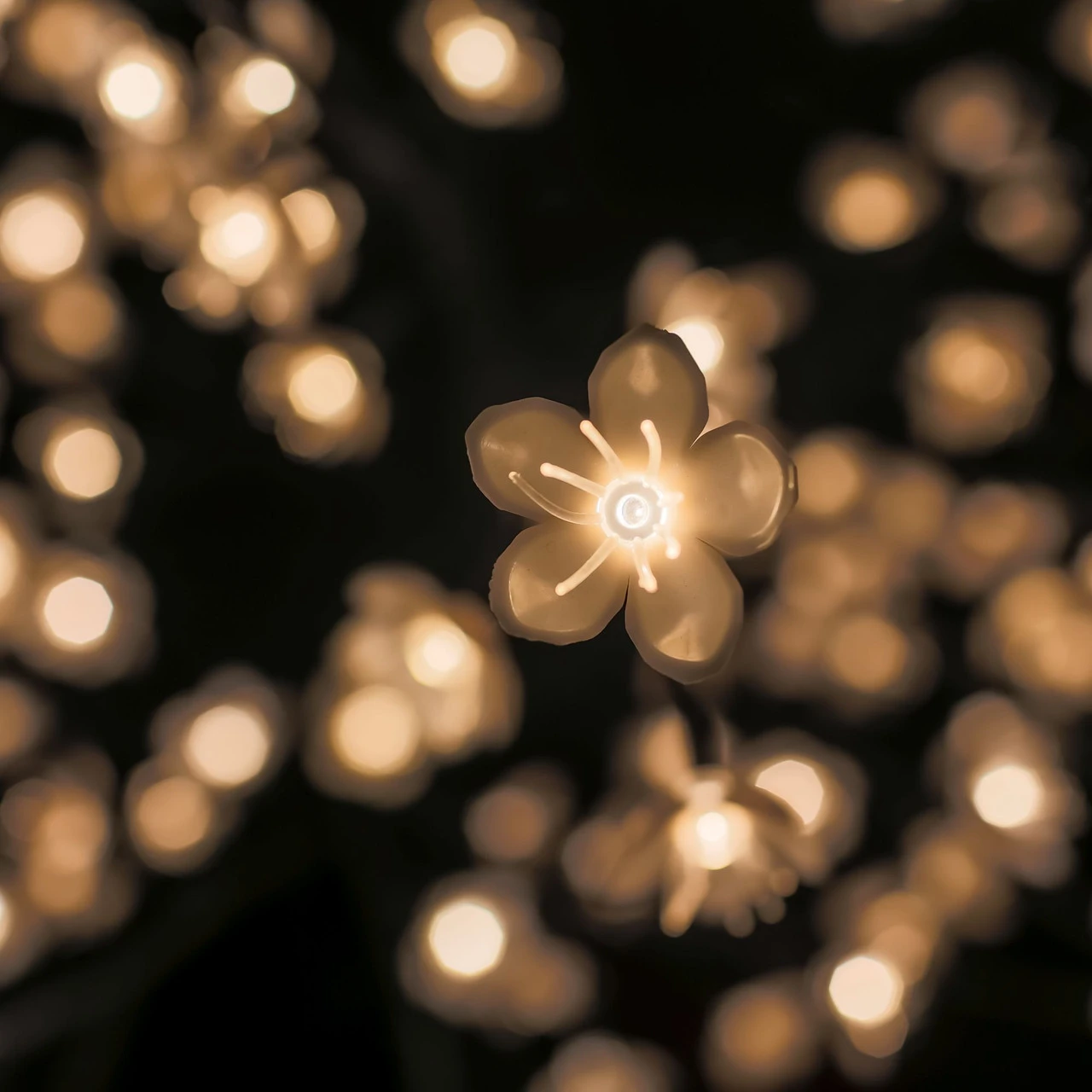 47.25" White And Black Outdoor Cherry Blossom Tree With Floral Lights 6 47.25" White And Black Outdoor Cherry Blossom Tree With Floral Lights - Image 4