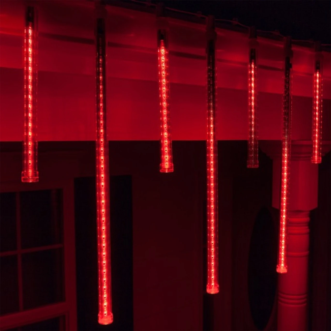 Red LED Lighted Red Dripping Icicle Tube Christmas Light - White Wire 5 Red LED Lighted Red Dripping Icicle Tube Christmas Light - White Wire - Image 3