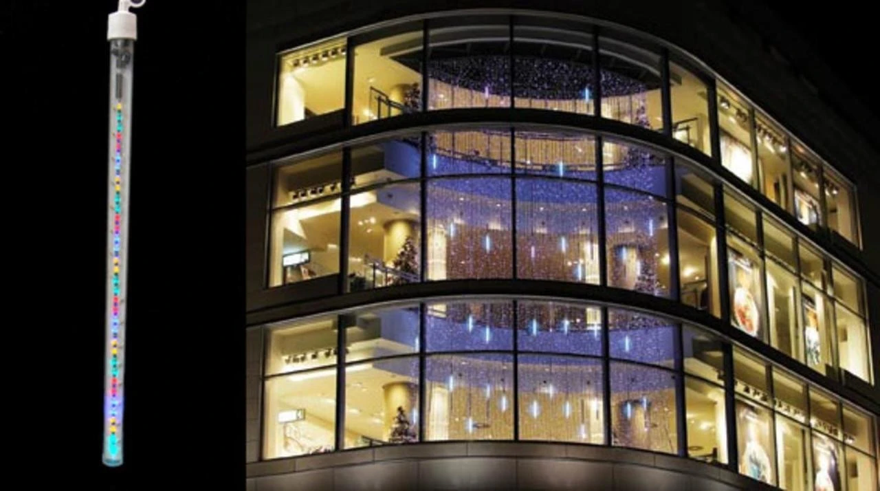 48 LED Clear Dripping Icicle Tube Christmas Lights - White Wire 4 48 LED Clear Dripping Icicle Tube Christmas Lights - White Wire - Image 2