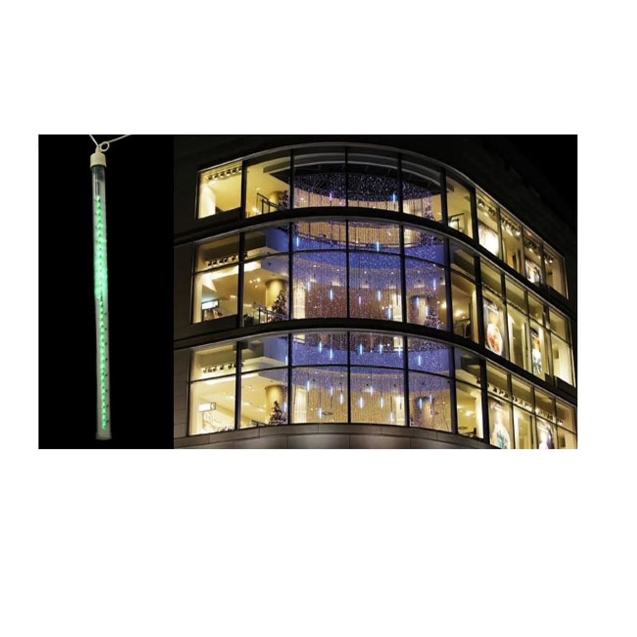 48 LED Lighted Green Dripping Icicle Tube Christmas Lights - White Wire 4 48 LED Lighted Green Dripping Icicle Tube Christmas Lights - White Wire - Image 2