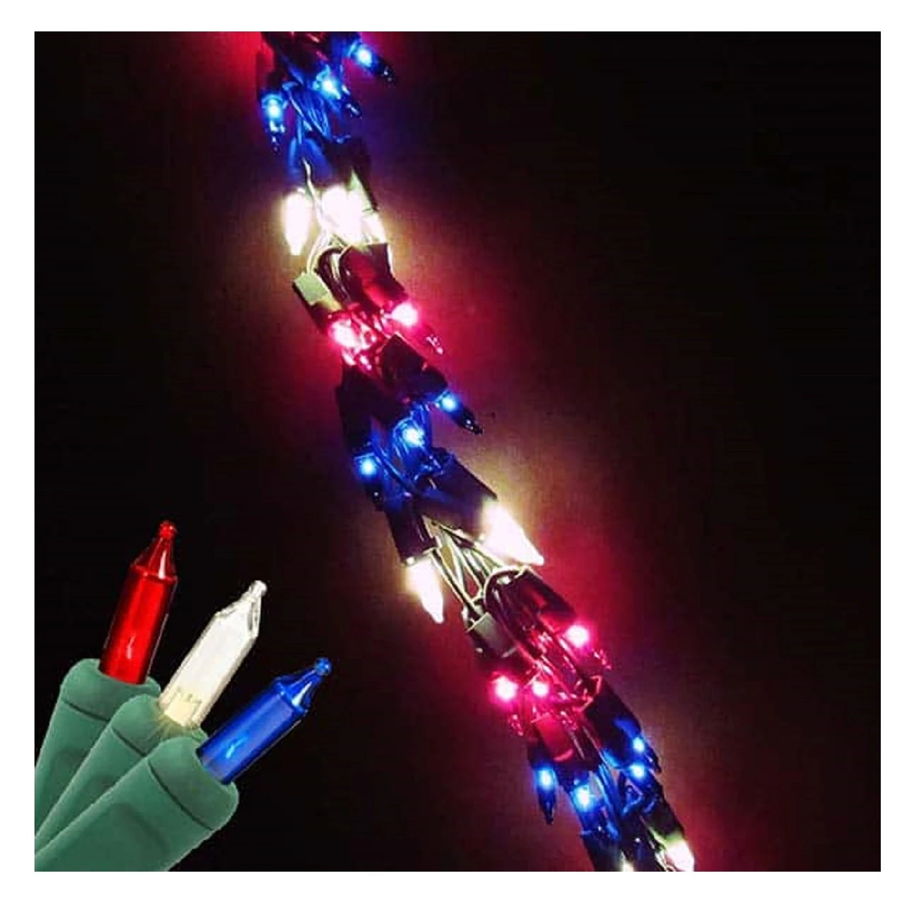 9' 300 Direct Blue Red And White Chain Garland Lights - Green Wire 3 9' 300 Direct Blue Red And White Chain Garland Lights - Green Wire