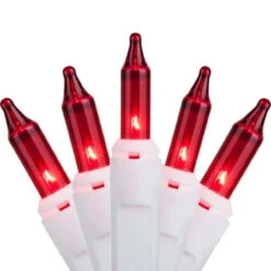 100-Count Red Mini Christmas Light Set, 18ft White Wire