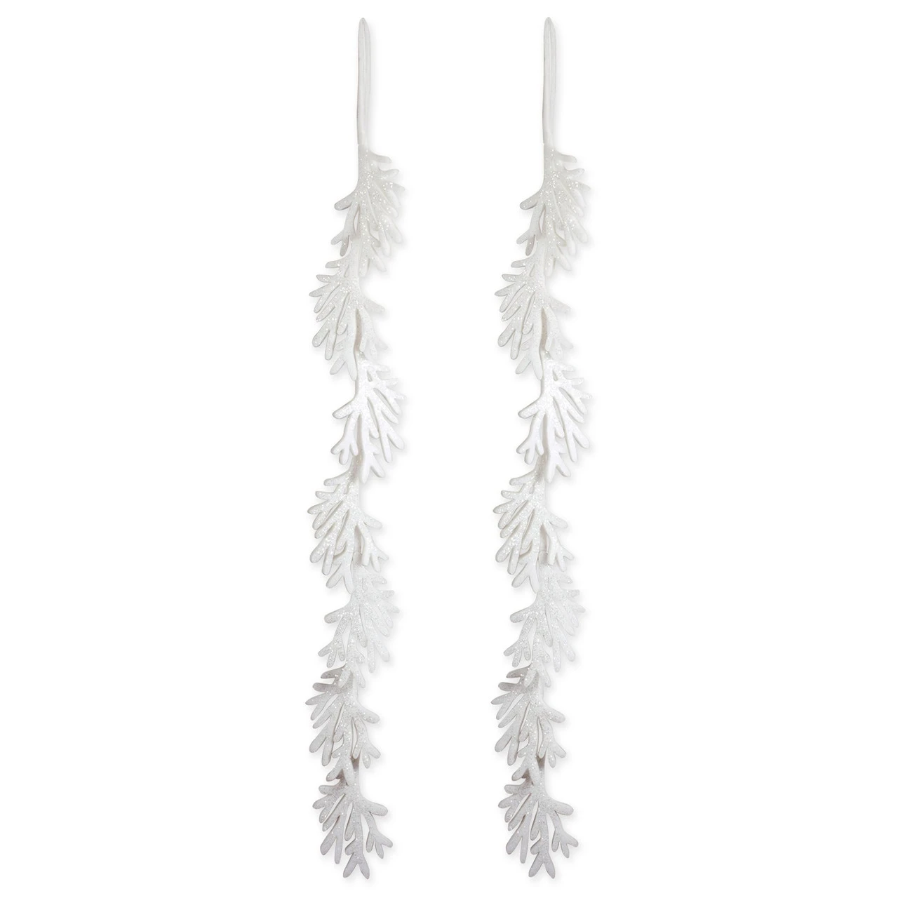 Set Of 2 White Hanging Foam Garland Leaves 51" 3 Set Of 2 White Hanging Foam Garland Leaves 51"