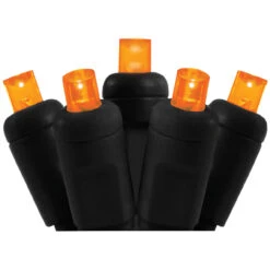 50 Orange Frosted LED Wide Angle Christmas String Lights - 25.17 Ft Black Wire
