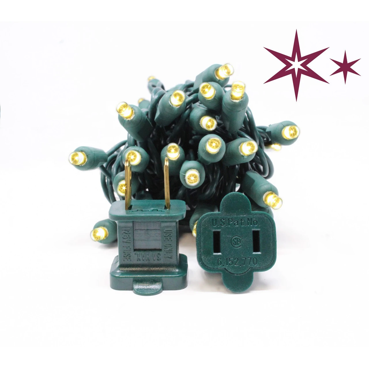 35 Warm White LED Wide Angle Christmas String Lights - 12 Ft Green Wire 5 35 Warm White LED Wide Angle Christmas String Lights - 12 Ft Green Wire - Image 3