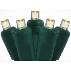 12 Warm White LED Wide Angle Christmas String Lights - 24 Ft Green Wire