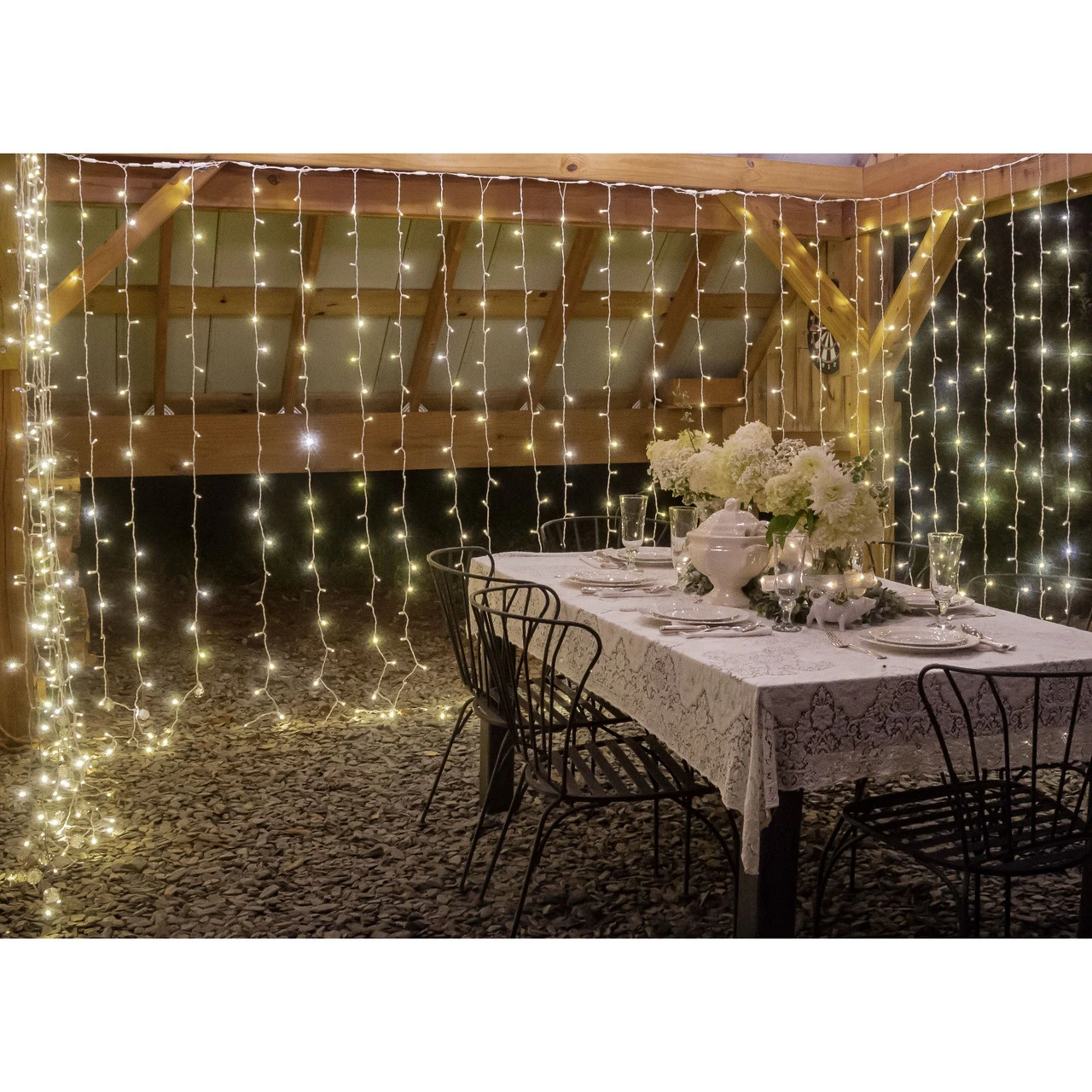 360 Cool White LED Wide Angle Christmas Hanging Drops String Lights - 12 Ft White Wire 4 360 Cool White LED Wide Angle Christmas Hanging Drops String Lights - 12 Ft White Wire - Image 2