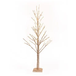 48" Gold And Silver Artificial LED Lighted Christmas Twig Tree