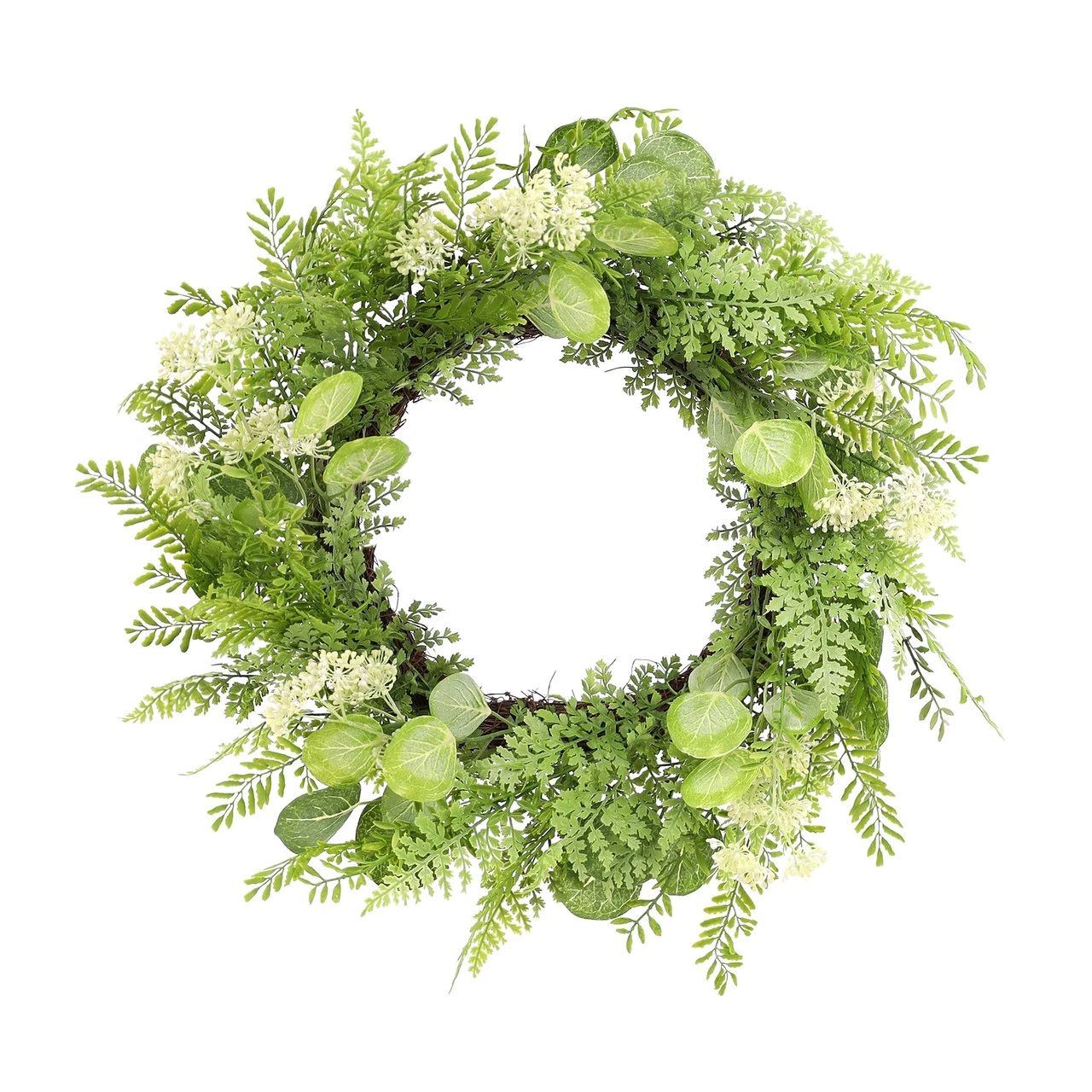 Green And White Mixed Foliage Spring Floral Wreath, 27.5-Inch 3 Green And White Mixed Foliage Spring Floral Wreath, 27.5-Inch