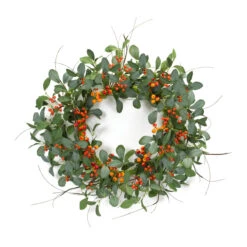 Red And Green Spring Foliage Berry Wreath, 21-Inch, Unlit