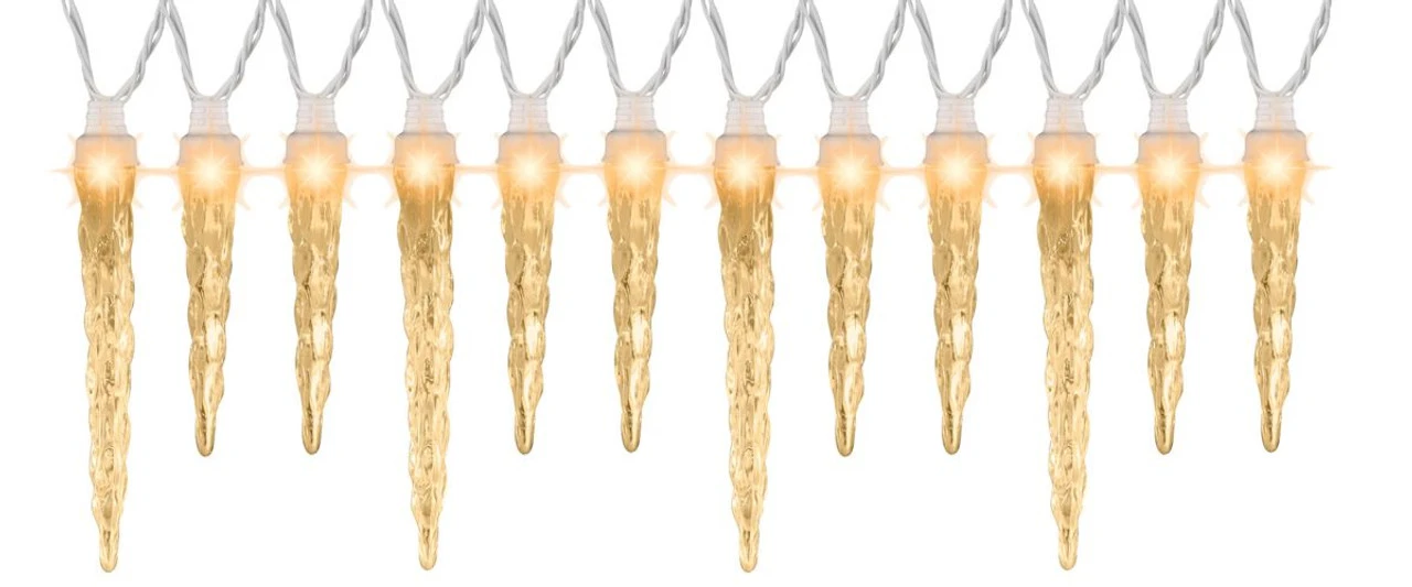 12ct White Icicle Christmas Lights - 12.5 Ft White Wire 3 12ct White Icicle Christmas Lights - 12.5 Ft White Wire