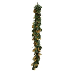 6' X 5" Green And Yellow Magnolia Artificial Leaf Garland - Unlit