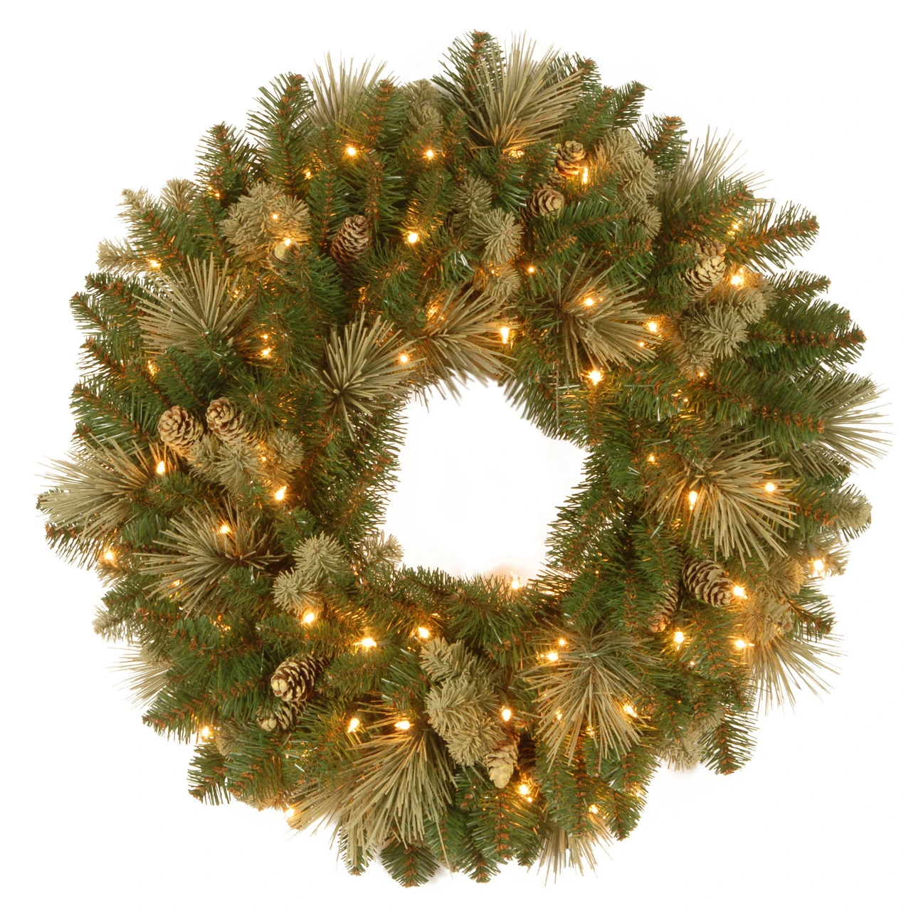 24" Pre-Lit Carolina Pine Christmas Wreath-Clear Lights 3 24" Pre-Lit Carolina Pine Christmas Wreath-Clear Lights