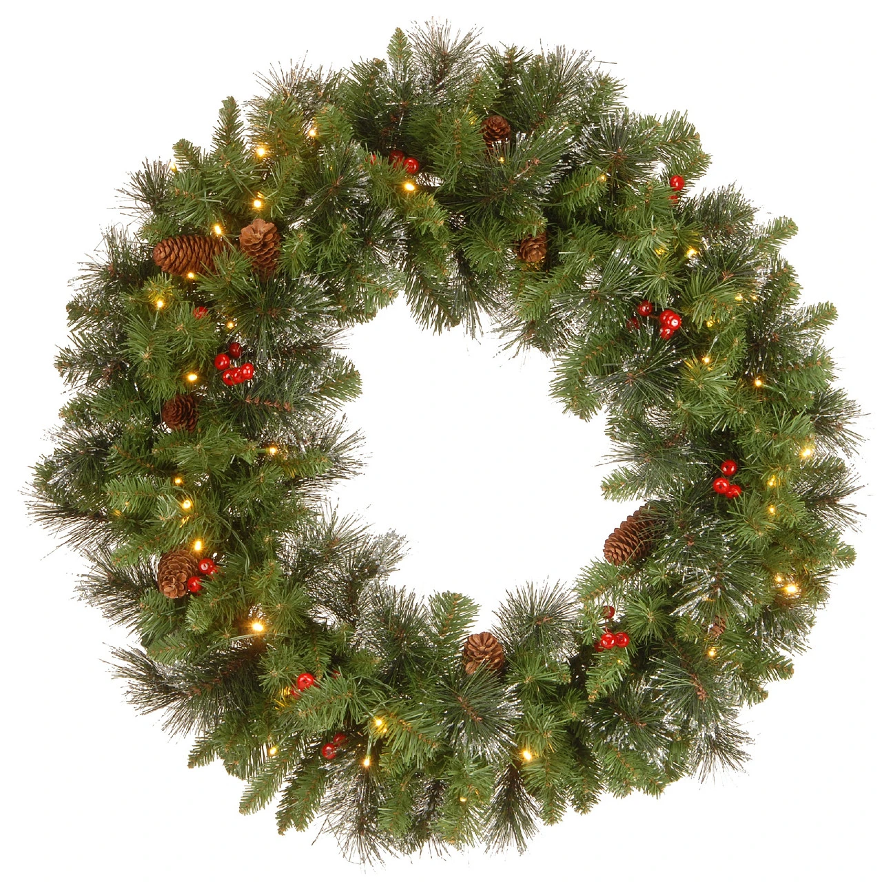 30" Pre-Lit BO Crestwood Spruce Artificial Christmas Wreath - Warm White LED Lights 3 30" Pre-Lit BO Crestwood Spruce Artificial Christmas Wreath - Warm White LED Lights