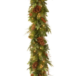 6' X 12" Pre-Lit Decorative Collection Juniper Mix Pine Artificial Christmas Garland - Warm White LED Lights