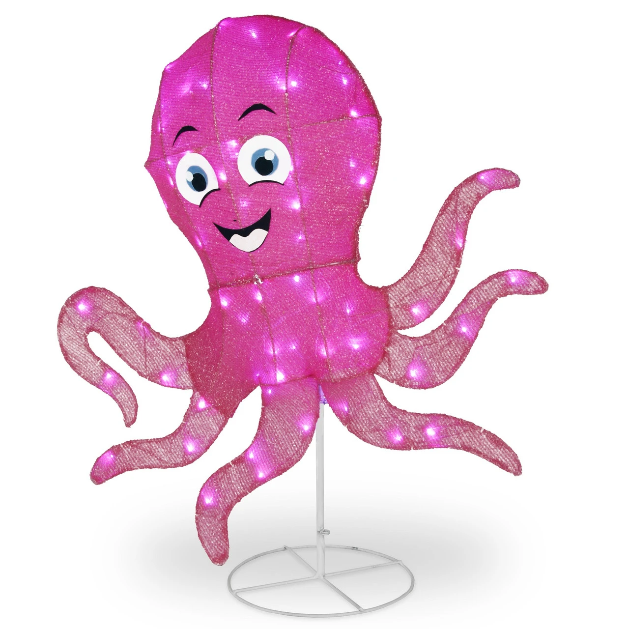 36" LED Lighted Pink Sisal Octopus Outdoor Decoration 3 36" LED Lighted Pink Sisal Octopus Outdoor Decoration