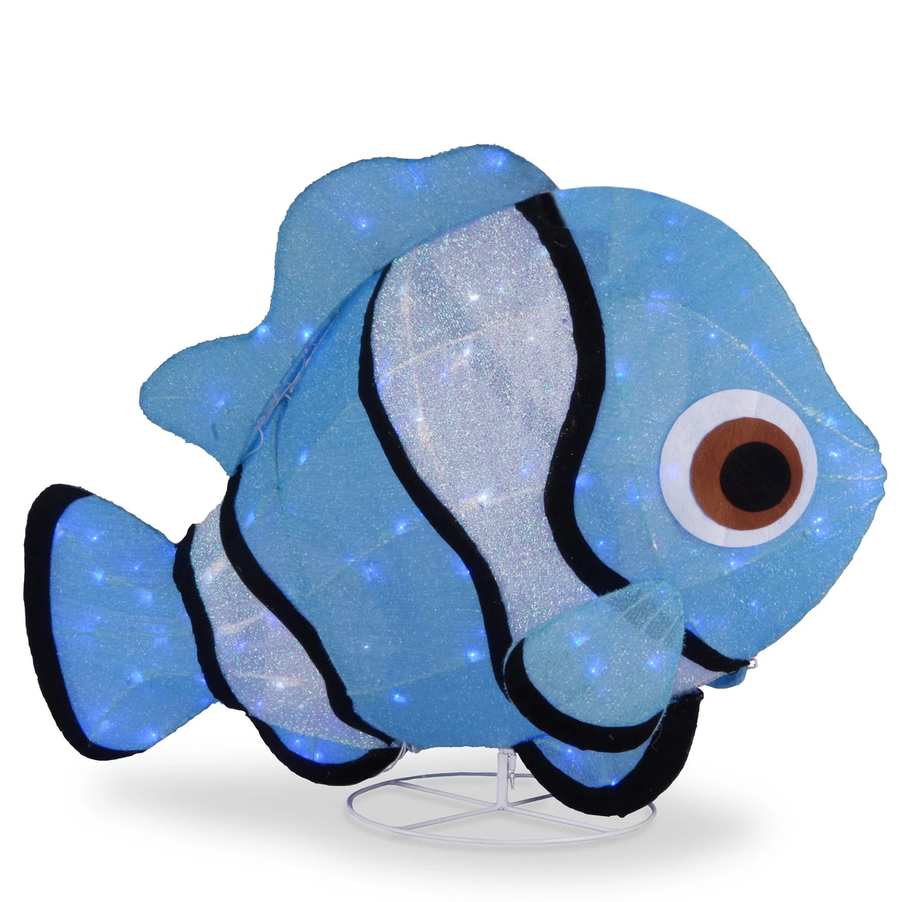 38" LED Lighted Blue Sisal Clownfish Outdoor Decoration 3 38" LED Lighted Blue Sisal Clownfish Outdoor Decoration