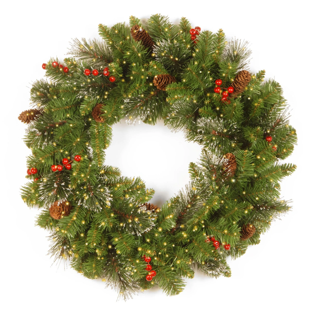 24" Pre-Lit Crestwood Spruce Battery Operated Artificial Christmas Wreath - Warm White LED Infinity Lights 3 24" Pre-Lit Crestwood Spruce Battery Operated Artificial Christmas Wreath - Warm White LED Infinity Lights