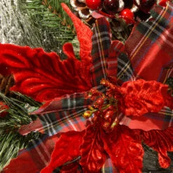 30" Pre-Lit LED Tartan Plaid Poinsettias Artificial Christmas Wreath - Warm White Lights 7 30" Pre-Lit LED Tartan Plaid Poinsettias Artificial Christmas Wreath - Warm White Lights -Christmas Decoration Store dnat dc13 147 30wb 3 56216.1675359003