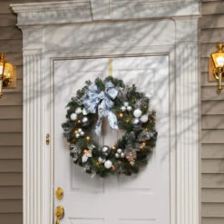 Pre-Lit Artificial Christmas Wreath With Ornaments - 32-Inch, Clear Lights -Christmas Decoration Store dnat dc13 309 32w 2 27333.1667574350