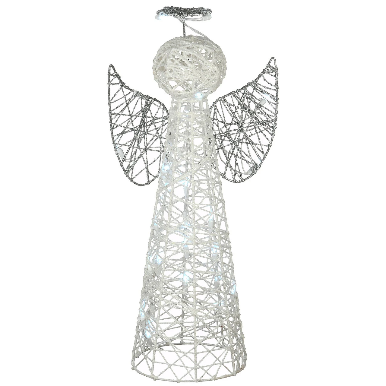 24" Pre-Lit White And Silver Angel Cone Christmas Tree 3 24" Pre-Lit White And Silver Angel Cone Christmas Tree