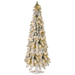 60” Pre-Lit Snowy Downswept Artificial Christmas Tree – Clear Lights