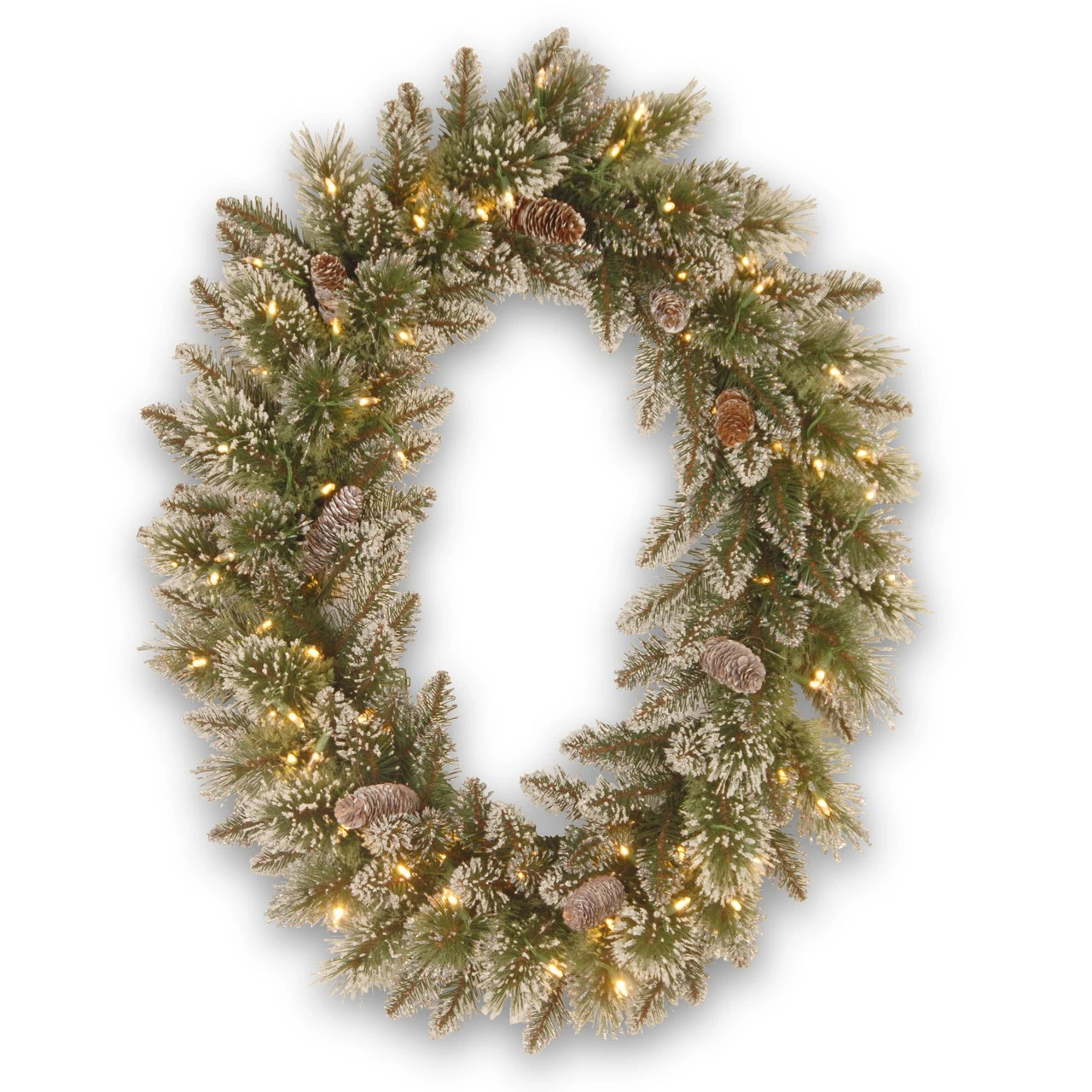 30” Pre-Lit Glittery Pine Christmas Wreath - LED Lights 3 30” Pre-Lit Glittery Pine Christmas Wreath - LED Lights