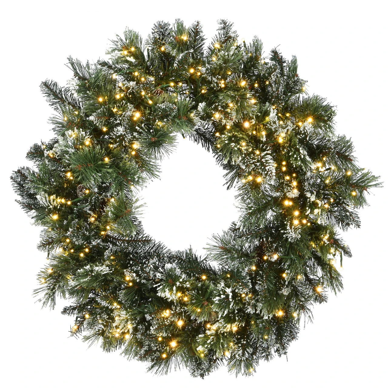 Pre-Lit Glittery Bristle Pine Artificial Christmas Wreath, 30-Inch, LED Multi-Color Lights 3 Pre-Lit Glittery Bristle Pine Artificial Christmas Wreath, 30-Inch, LED Multi-Color Lights