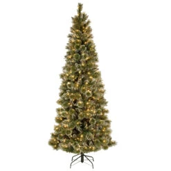 7.5โ Pre-Lit Glittery Bristle Artificial Christmas Tree โ Warm White LED Lights