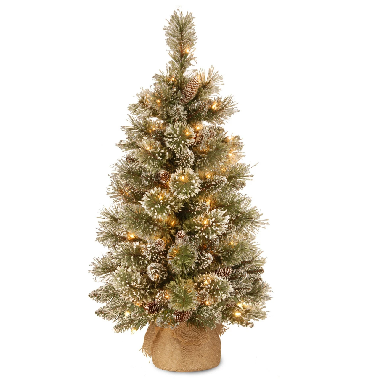 3' Full Pre-Lit Bristle Pine Artificial Christmas Tree - Warm White LED Lights 3 3' Full Pre-Lit Bristle Pine Artificial Christmas Tree - Warm White LED Lights