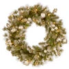 Pre-Lit Pomegranate Pine Artificial Christmas Wreath - 30-Inch, Warm White LED Lights