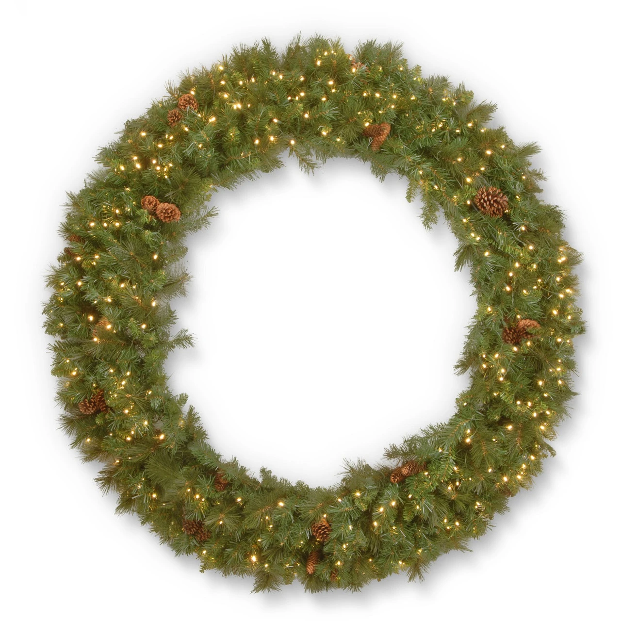 Pre-Lit Garwood Spruce Artificial Christmas Wreath - 48-Inch, Warm White LED Lights 3 Pre-Lit Garwood Spruce Artificial Christmas Wreath - 48-Inch, Warm White LED Lights