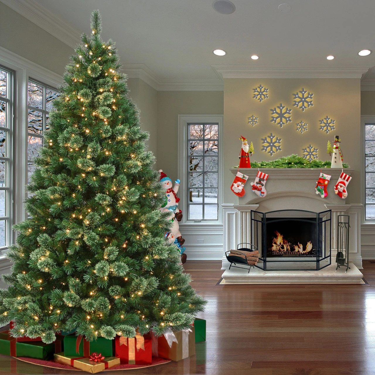 7.5’ Pre-Lit Hamburg Pine Artificial Christmas Tree - Clear Lights 4 7.5’ Pre-Lit Hamburg Pine Artificial Christmas Tree - Clear Lights - Image 2