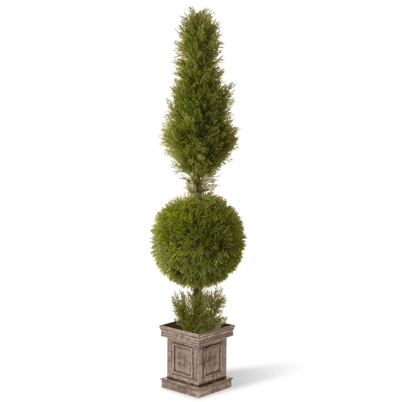 60" Green Cone And Ball Juniper Spiral Artificial Christmas Topiary 3 60" Green Cone And Ball Juniper Spiral Artificial Christmas Topiary