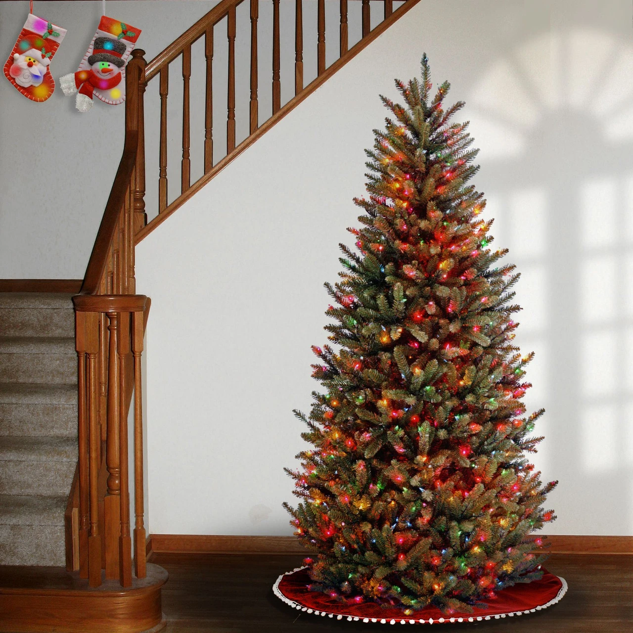 6.5’ Pre-Lit Natural Fraser Slim Fir Artificial Christmas Tree - Multi-Color Lights 5 6.5’ Pre-Lit Natural Fraser Slim Fir Artificial Christmas Tree - Multi-Color Lights - Image 3
