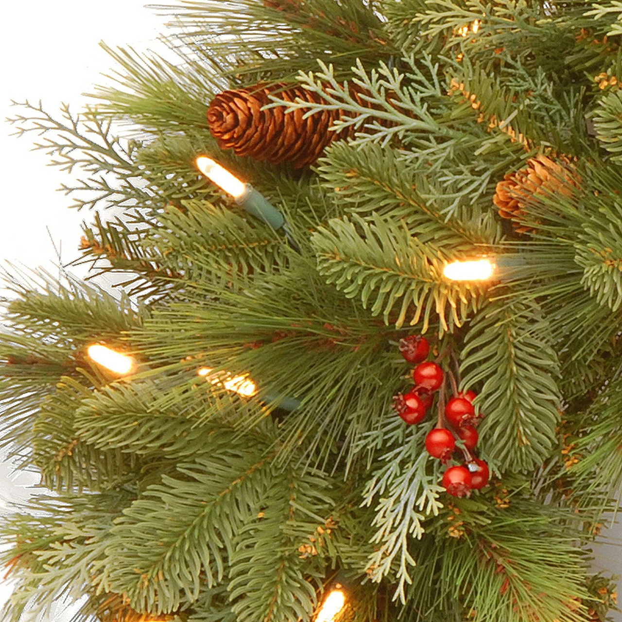 Pre-Lit Noelle Artificial Christmas Wreath - 24-Inch, Soft White LED Battery Operated Lights 4 Pre-Lit Noelle Artificial Christmas Wreath - 24-Inch, Soft White LED Battery Operated Lights - Image 2