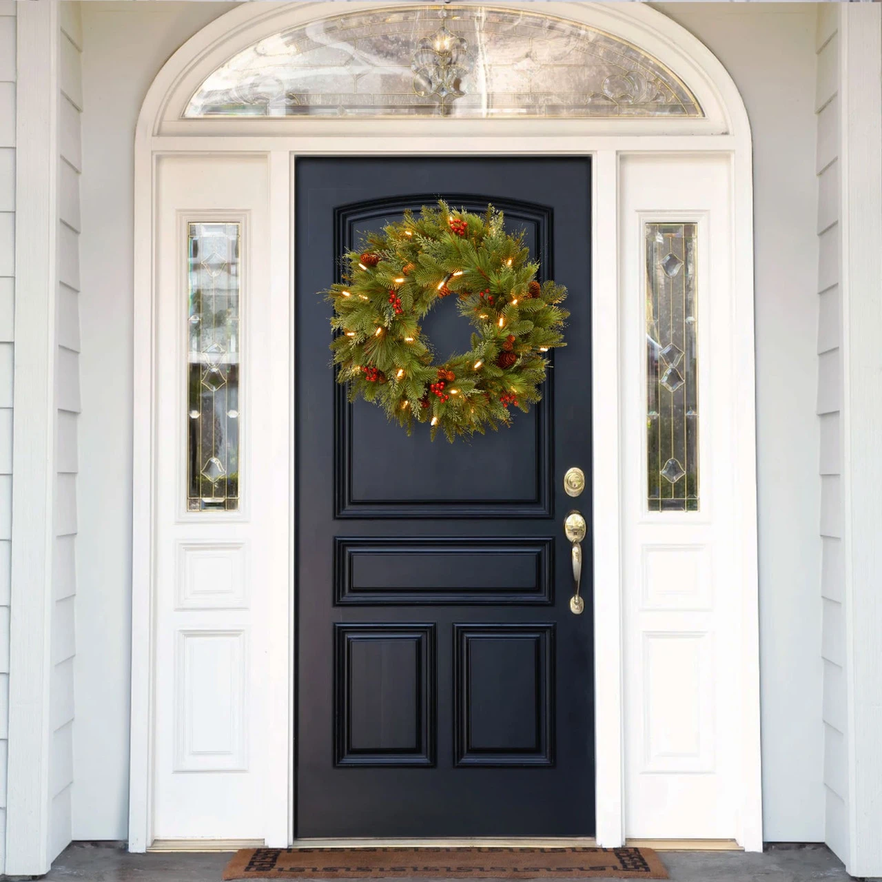 Pre-Lit Noelle Artificial Christmas Wreath - 24-Inch, Soft White LED Battery Operated Lights 5 Pre-Lit Noelle Artificial Christmas Wreath - 24-Inch, Soft White LED Battery Operated Lights - Image 3