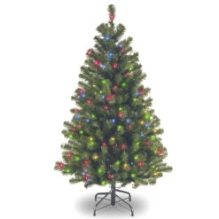 4.5’ Pre-lit North Valley Spruce Artificial Christmas Tree – Multicolor Lights