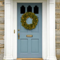 24” Pre-Lit Avalon Spruce Christmas Wreath - Clear Lights 7 24” Pre-Lit Avalon Spruce Christmas Wreath - Clear Lights -Christmas Decoration Store dnat peav7 300 24w 1 3 93380.1667663725