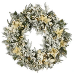 Pre-Lit Frosted Colonial Fir Artificial Christmas Wreath, 30-Inch, LED Cosmic Lights
