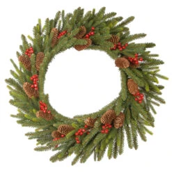24" Pre-Lit Dorchester Fir Battery Operated Artificial Christmas Wreath - Warm White Lights