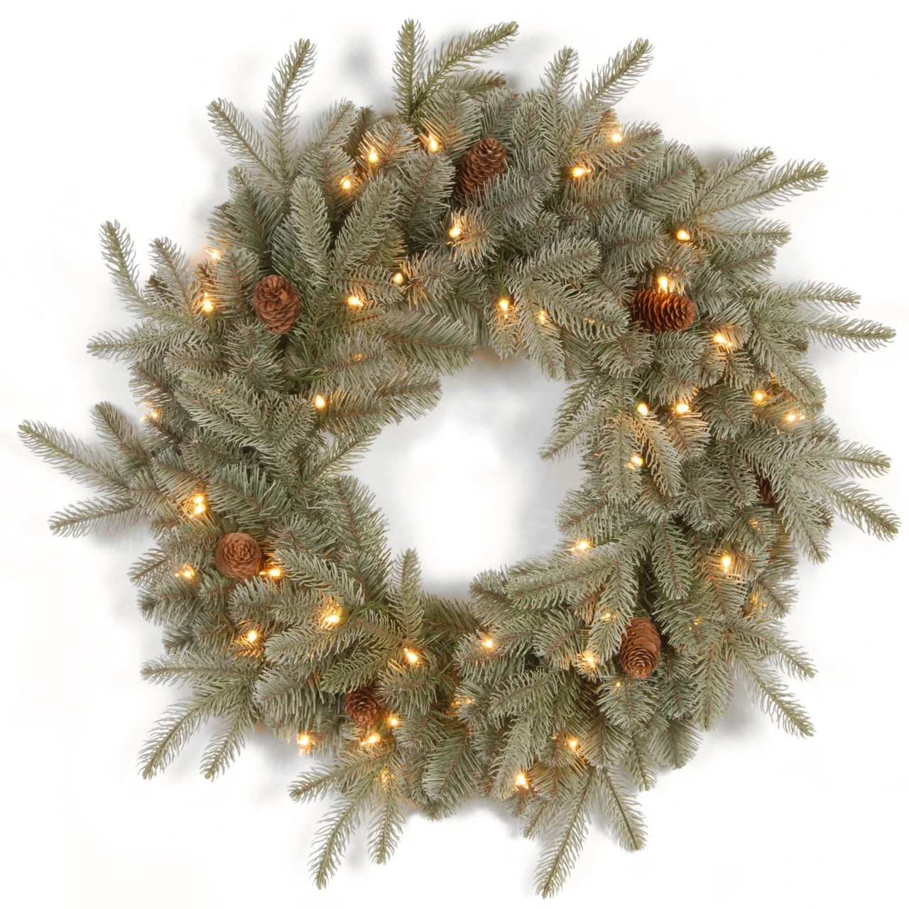 Pre-Lit Frosted Arctic Spruce Artificial Christmas Wreath - 24-Inch, Clear Lights 3 Pre-Lit Frosted Arctic Spruce Artificial Christmas Wreath - 24-Inch, Clear Lights