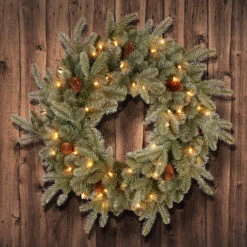 Pre-Lit Frosted Arctic Spruce Artificial Christmas Wreath - 24-Inch, Clear Lights 7 Pre-Lit Frosted Arctic Spruce Artificial Christmas Wreath - 24-Inch, Clear Lights -Christmas Decoration Store dnat pefa1 307 24w 1 3 80552.1667574609