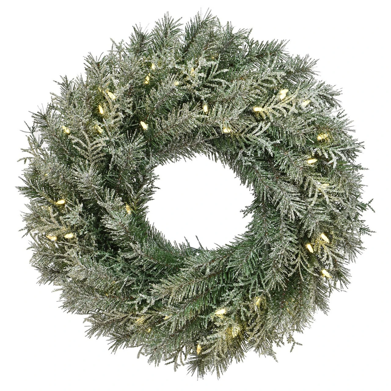 24" Pre-Lit LED Snowy Stonington Fir Artificial Christmas Wreath - Warm White Lights 3 24" Pre-Lit LED Snowy Stonington Fir Artificial Christmas Wreath - Warm White Lights
