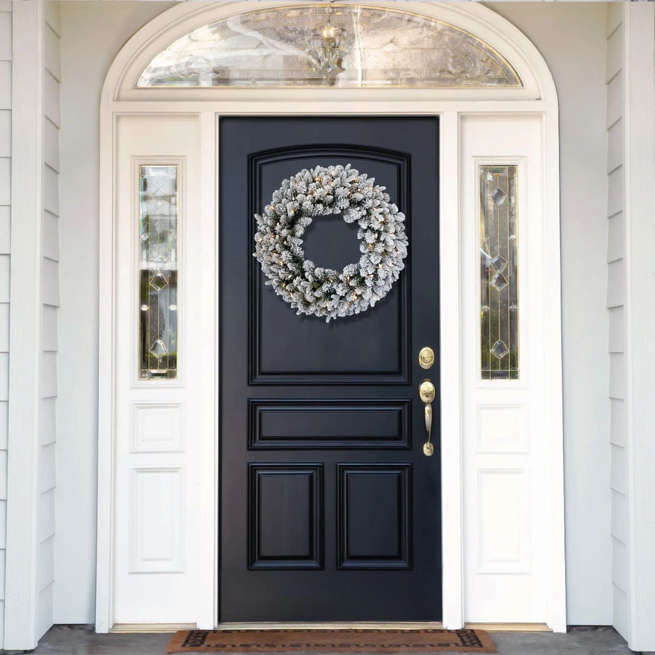 24" Pre-Lit LED Snowy Iceland Fir Artificial Christmas Wreath - Warm White Lights 4 24" Pre-Lit LED Snowy Iceland Fir Artificial Christmas Wreath - Warm White Lights - Image 2