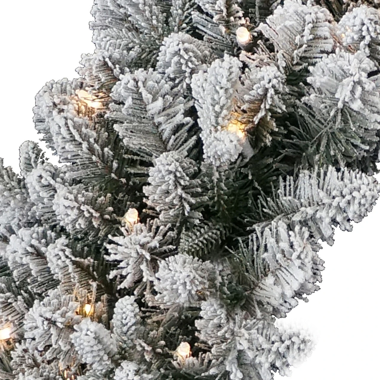 24" Pre-Lit LED Snowy Iceland Fir Artificial Christmas Wreath - Warm White Lights 5 24" Pre-Lit LED Snowy Iceland Fir Artificial Christmas Wreath - Warm White Lights - Image 3