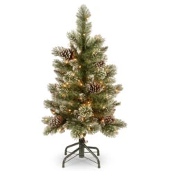 3’ Pre-Lit Glittering Pine Pencil Slim Artificial Christmas Tree - Clear Lights