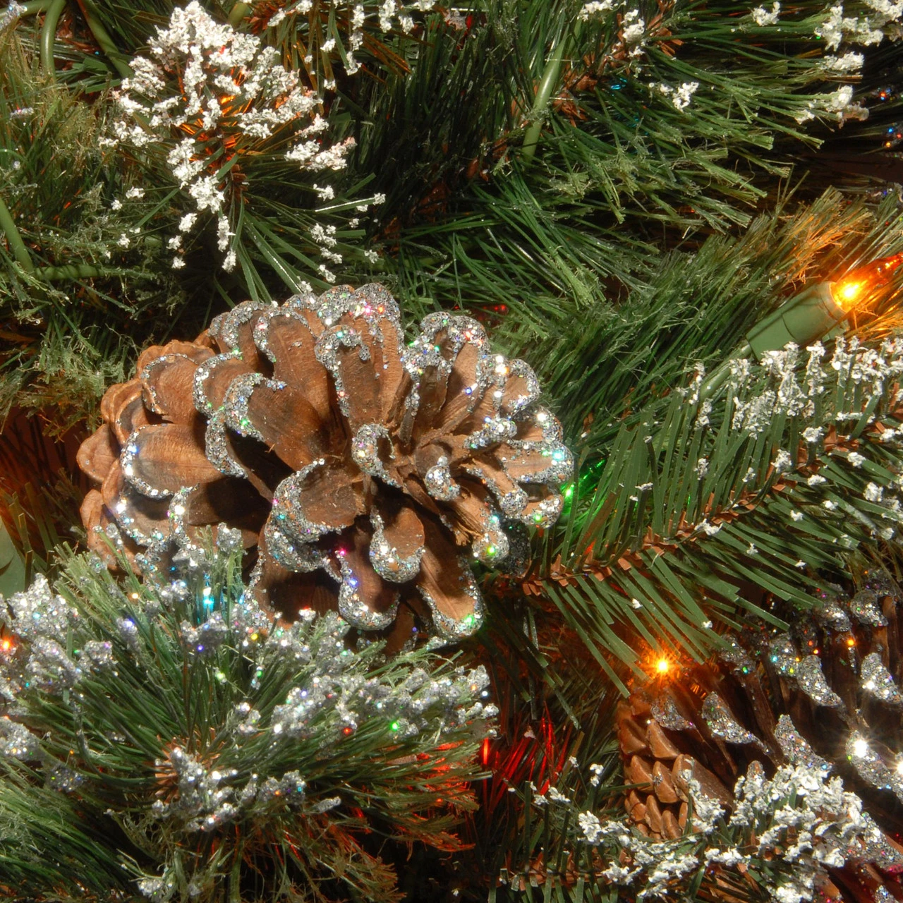 3' Pre-Lit Glittering Pine Pencil Slim Artificial Christmas Tree – Multicolor Incandescent Lights 4 3' Pre-Lit Glittering Pine Pencil Slim Artificial Christmas Tree – Multicolor Incandescent Lights - Image 2